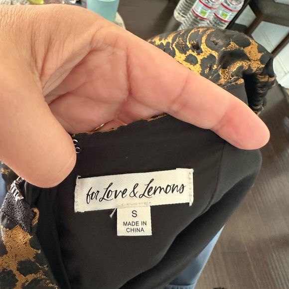 For Love And Lemons Brown Black Puff Sleeve Mini Dress - Picture 7 of 7